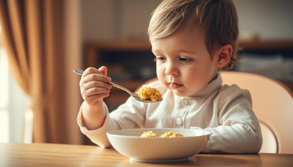 важно научить ребенка кушать ложкой