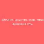 ЕЙФОРІЯ – це що таке, слово, термін, визначення, суть, причини