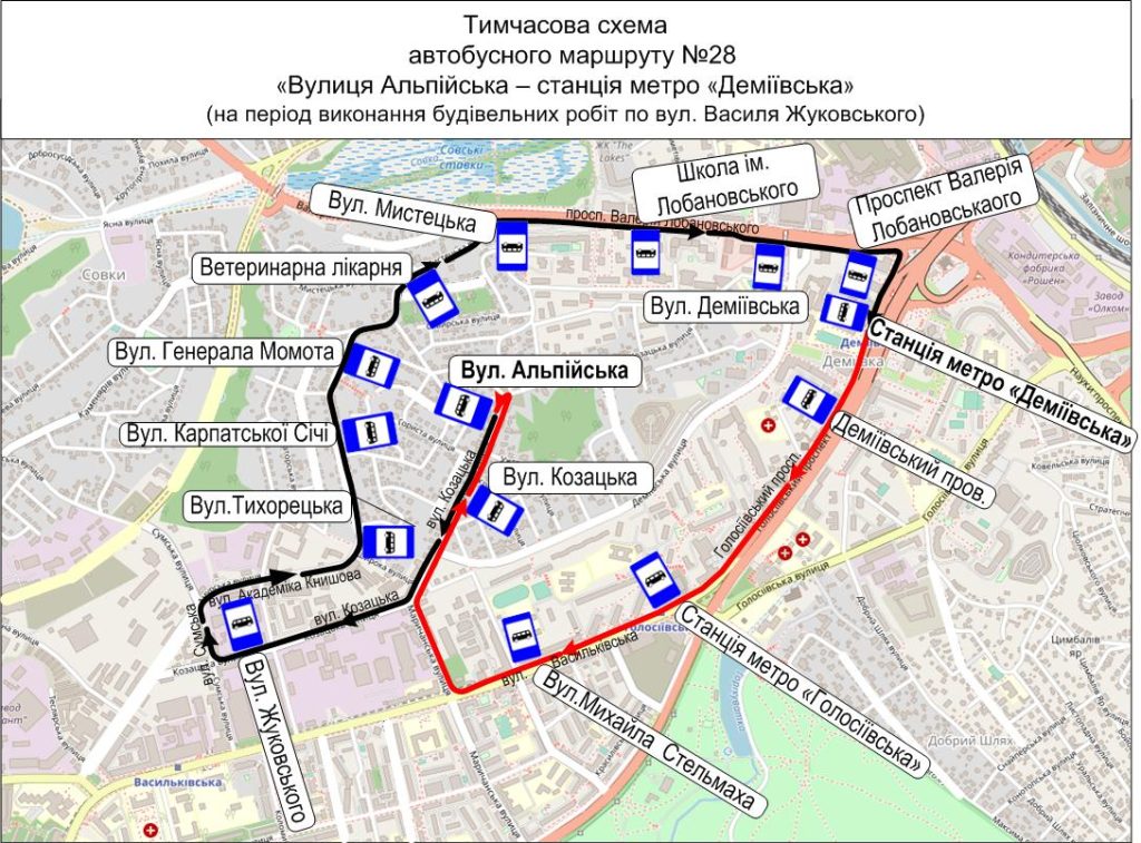 Автобус 28 в Києві – розклад, маршрут, зупинки, схема руху