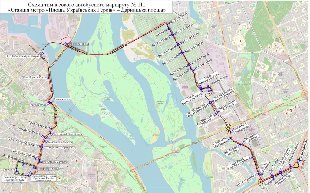 Автобус 111 в Киеве – расписание, маршрут, остановки, схема движения