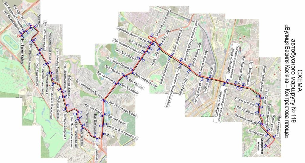 Автобус 119 в Киеве – расписание, маршрут, остановки, схема движения